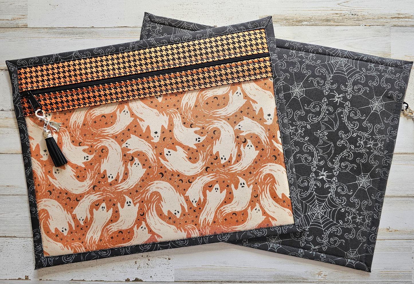Project Bag 11" x 14" - Halloween - Orange with Ghosts - Discounted