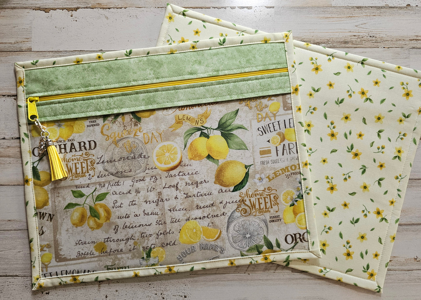Project Bag 11" x 14" - Vinyl Front - Lemons - Discounted