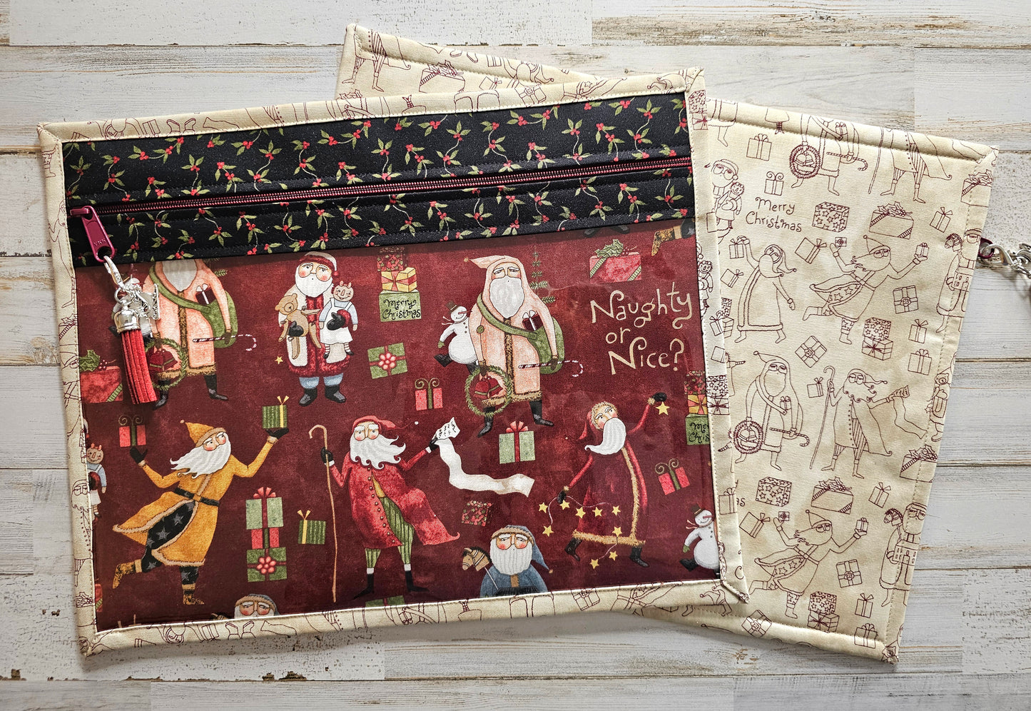 Project Bag 11" x 14" - Vinyl Front - Teresa Kogut - Naughty or Nice