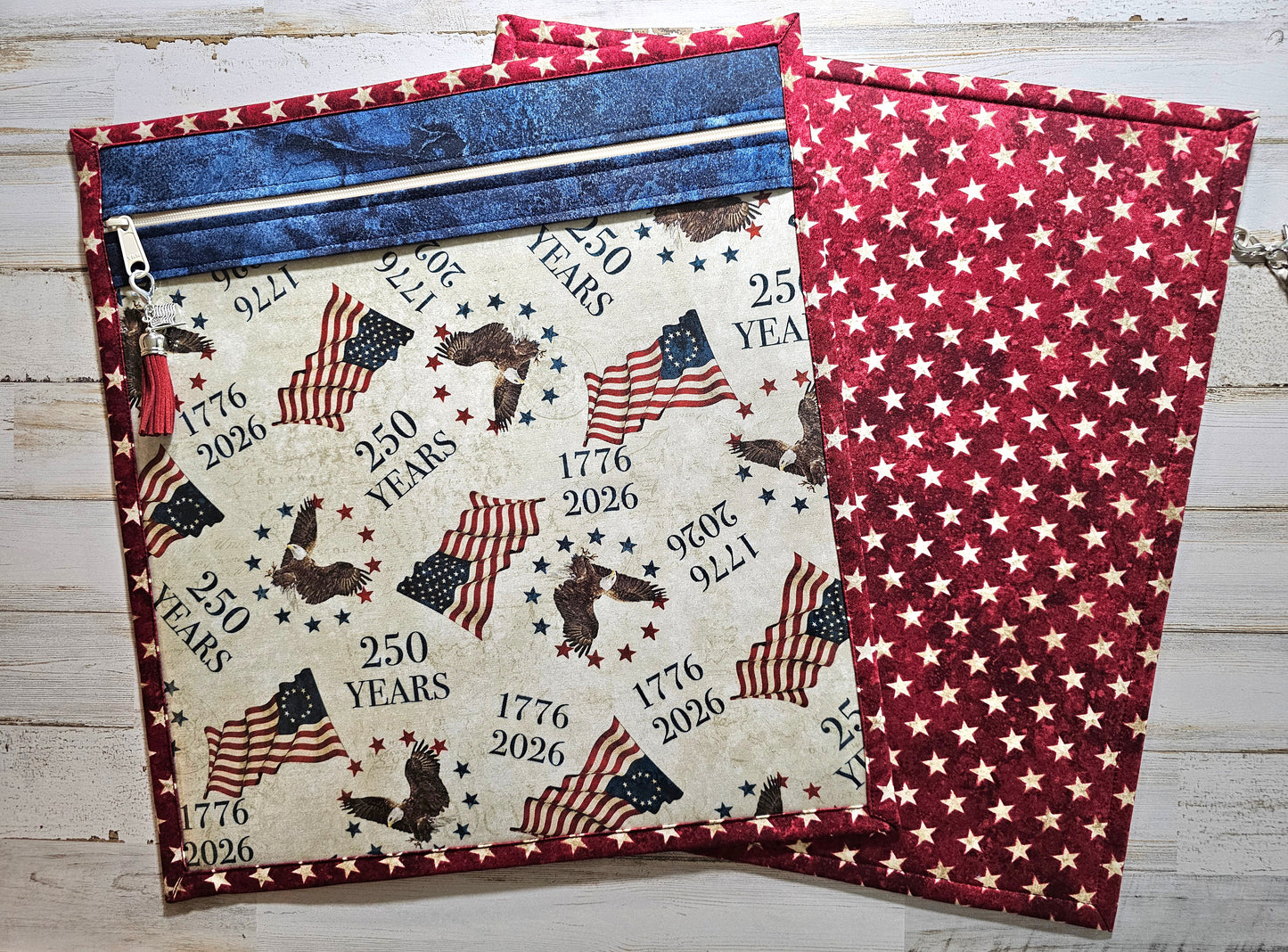 Large Project Bag - 15" x 14" - Vinyl Front - Patriotic - 250 Years