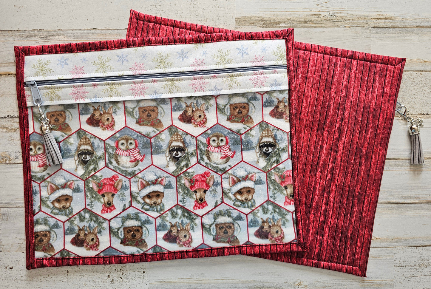 Project Bag 11" x 14" - Vinyl Front - Winter Animals