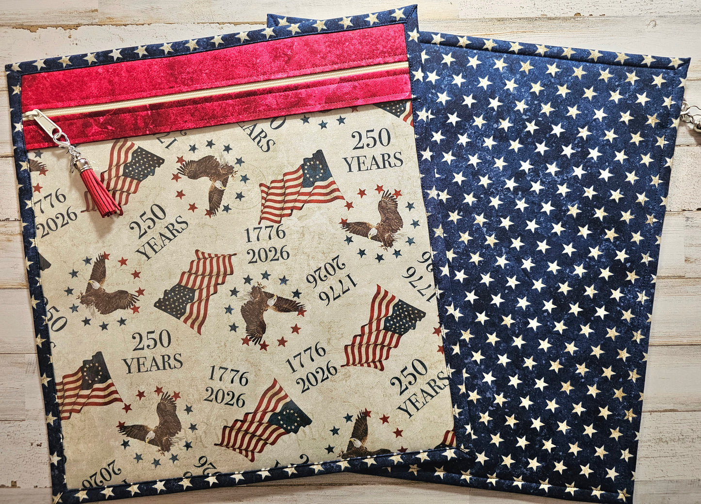Large Project Bag - 15" x 14" - Vinyl Front - Patriotic - 250 Years