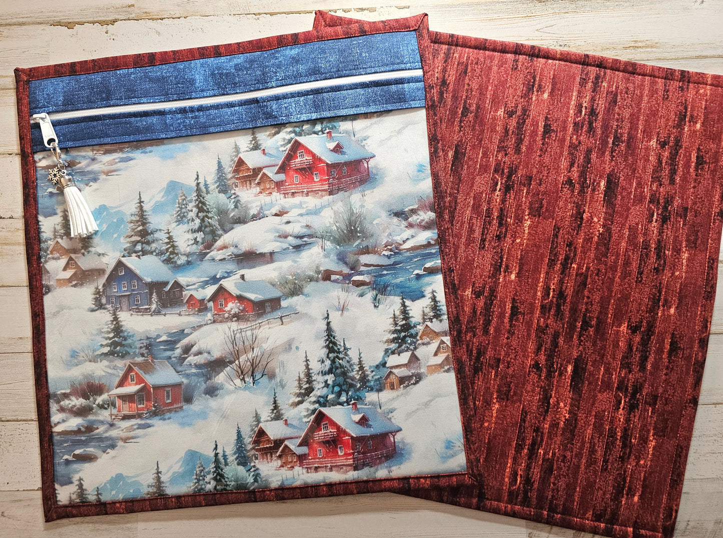 Large Project Bag - 15" x 14" - Vinyl Front - Winter Scene - Discounted