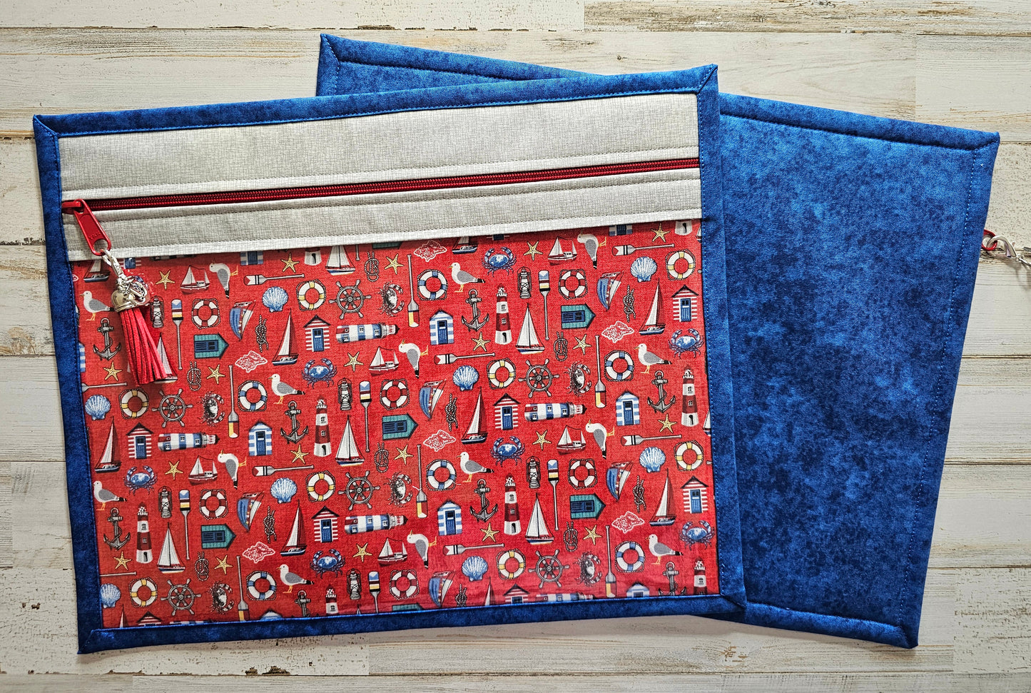 Project Bag 11" x 14" - Vinyl Front - Nautical - Discounted