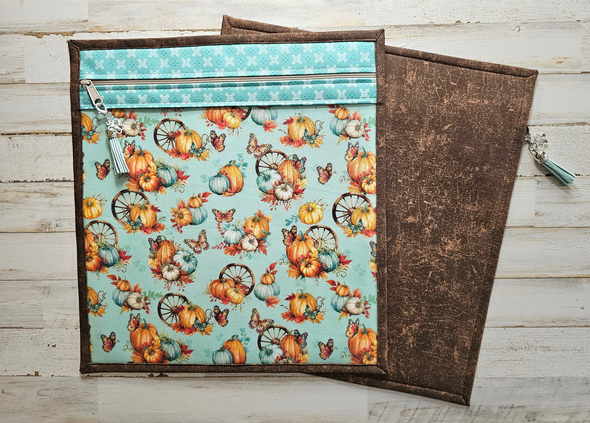 Large Project Bag - 15" x 14" - Vinyl Front - "Fall Pumpkins"