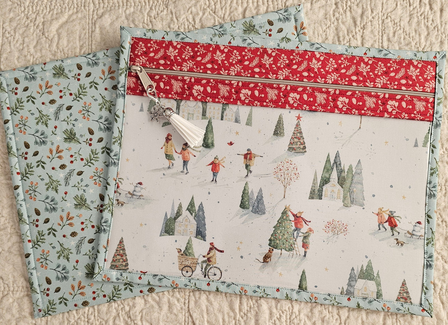 Project Bag 11" x 14" - Magic of Christmas White front w/blue back - Discounted
