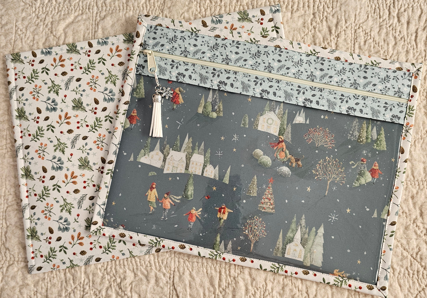 Project Bag 11" x 14" - Magic of Christmas Charcoal front w/white back - Discounted