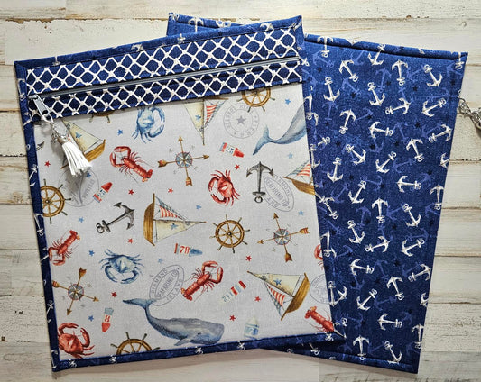 Large Project Bag - 15" x 14" - Vinyl Front - Sealife