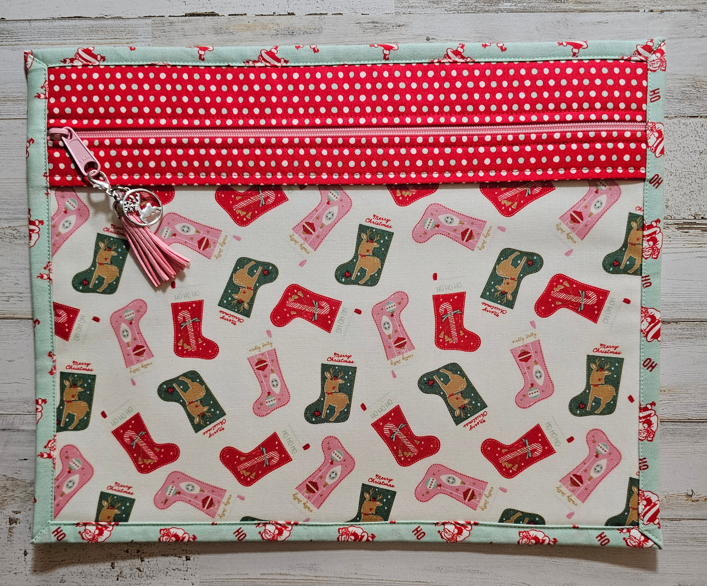 Project Bag - 11" X 14" - Christmas Stockings and Santa