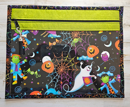 Halloween Project Bag with Ghosts and Cobwebs