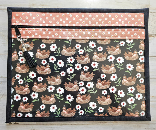 Project Bag 11" x 14" - Birds on a Nest - Black front and back