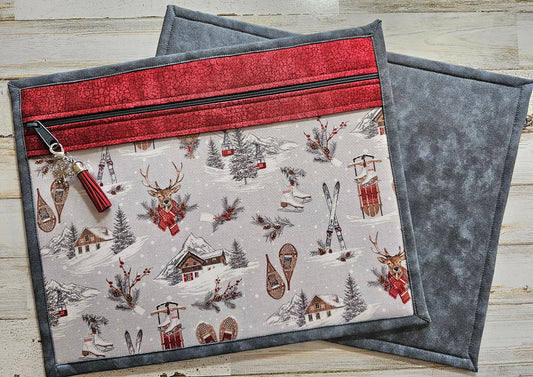 Project Bag - 11" X 14" - Winter Ski Lodge