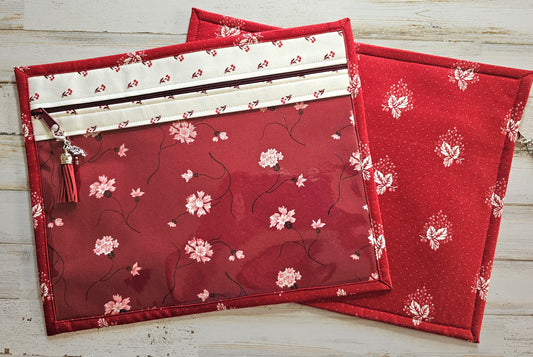 Project Bag - 11" x 14" - Red Floral