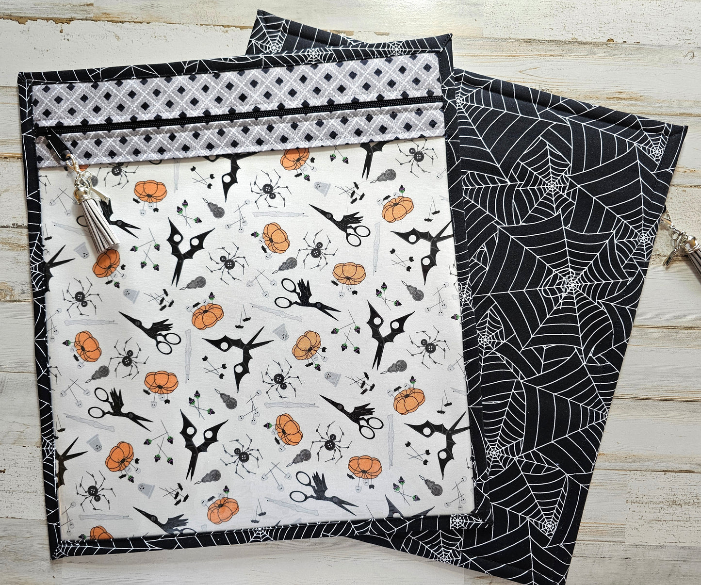 Large Project Bag - 15" x 14" - Halloween Sewing