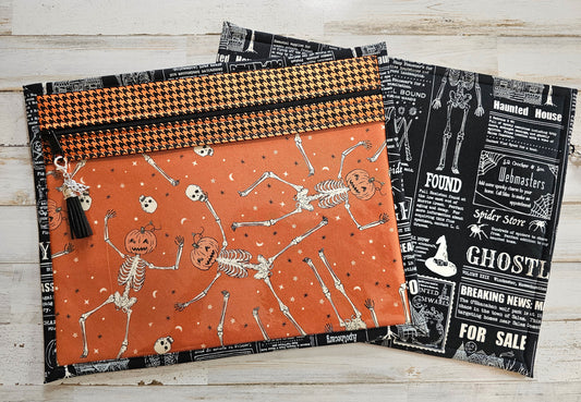 Project Bag 11" x 14" - Halloween - Skeletons - Orange