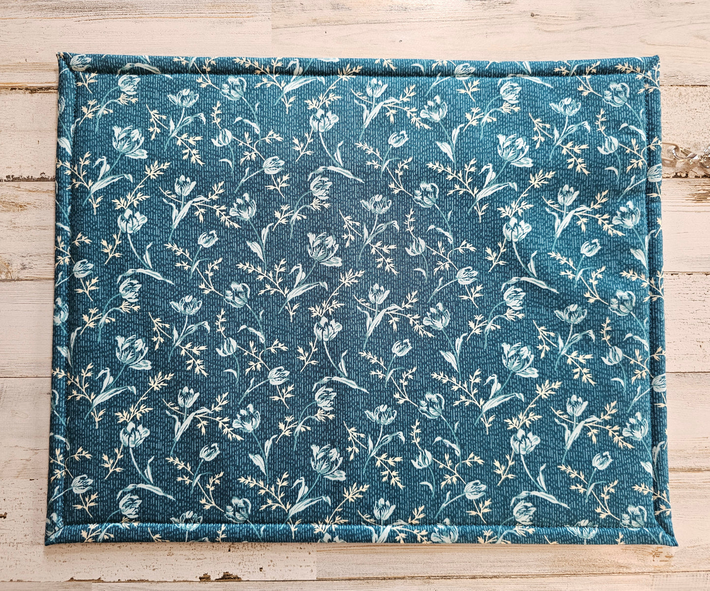 Project Bag 11" x 14" - Vinyl Front - Floral, Cream, Teal and Red