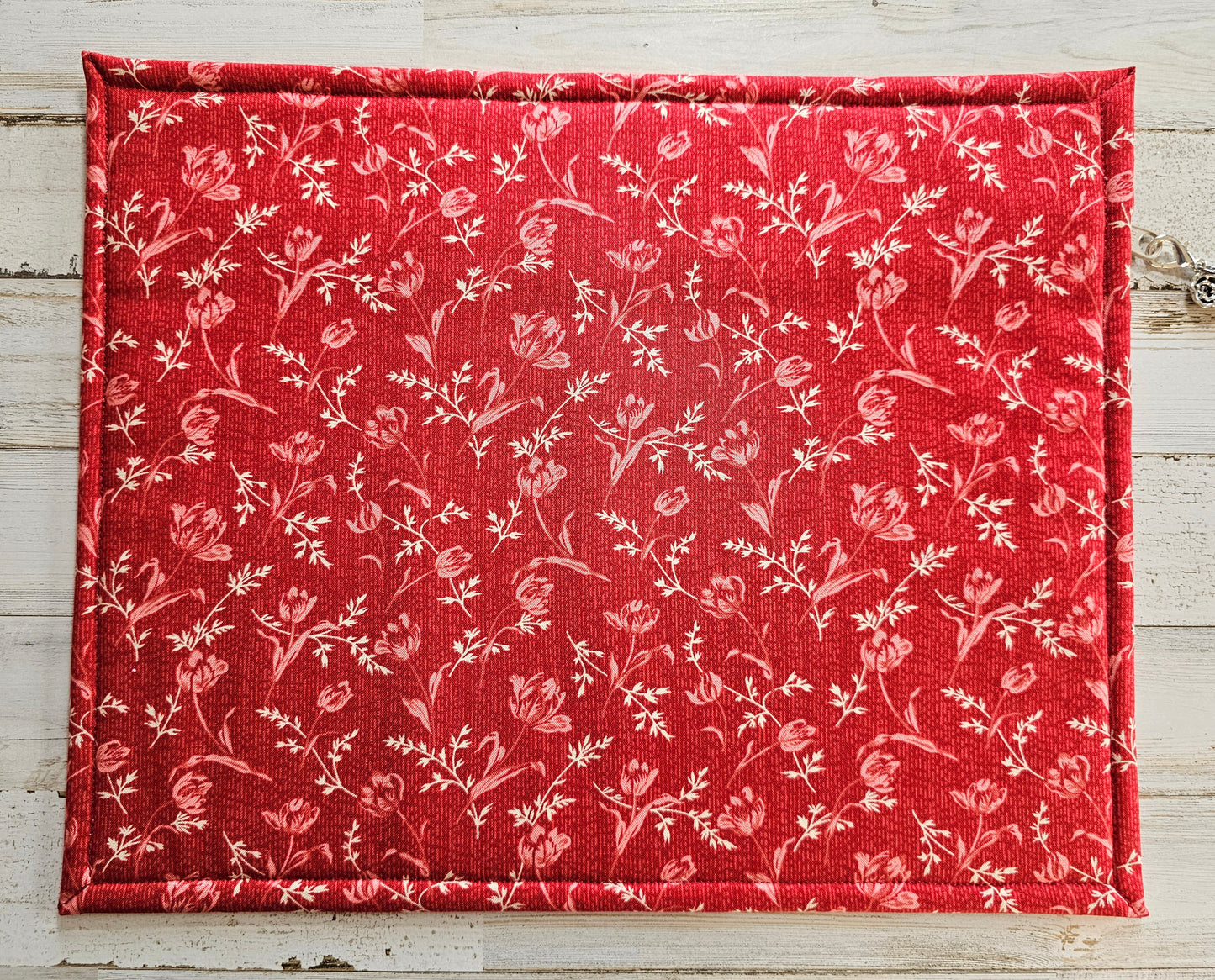 Project Bag 11" x 14" - Vinyl Front - Floral, Teal and Red