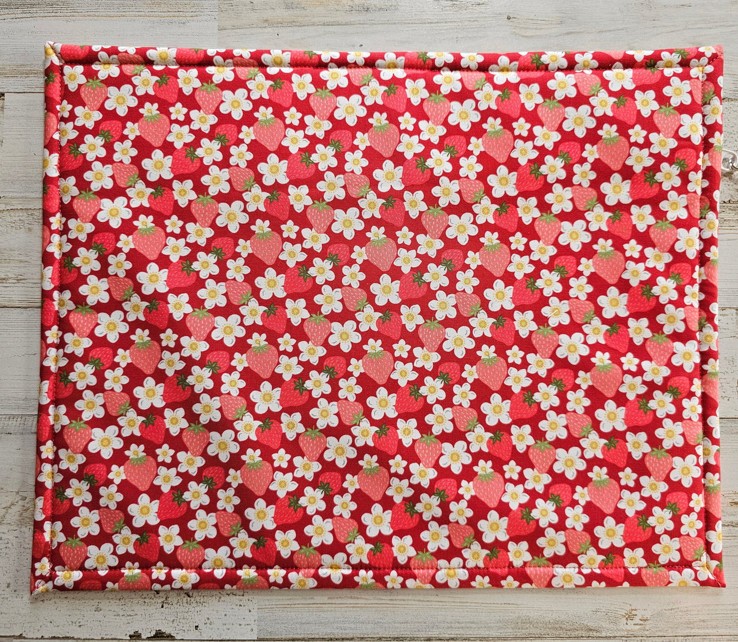 Project Bag 11" x 14" - Vinyl Front - Strawberries, Pink Front
