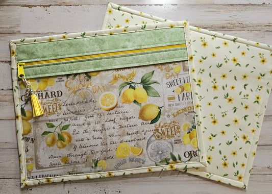 Project Bag 11" x 14" - Vinyl Front - Lemons