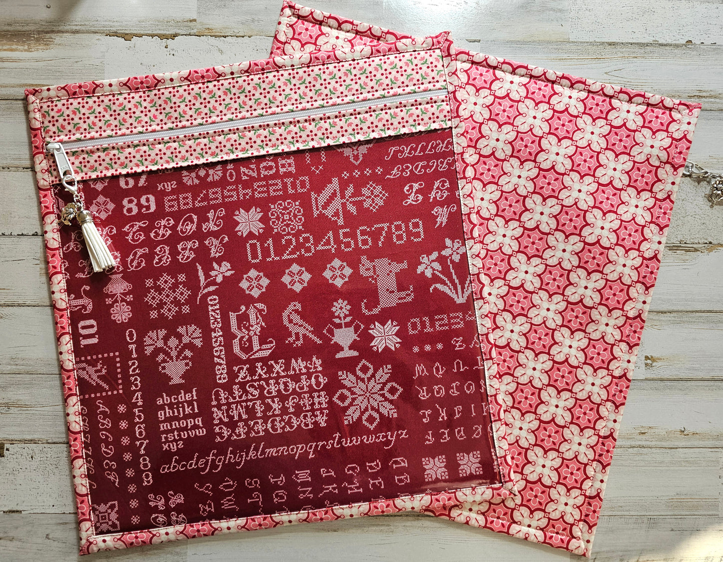 Large Project Bag - 15" x 14" - Vinyl Front - Lori Holt Fabric