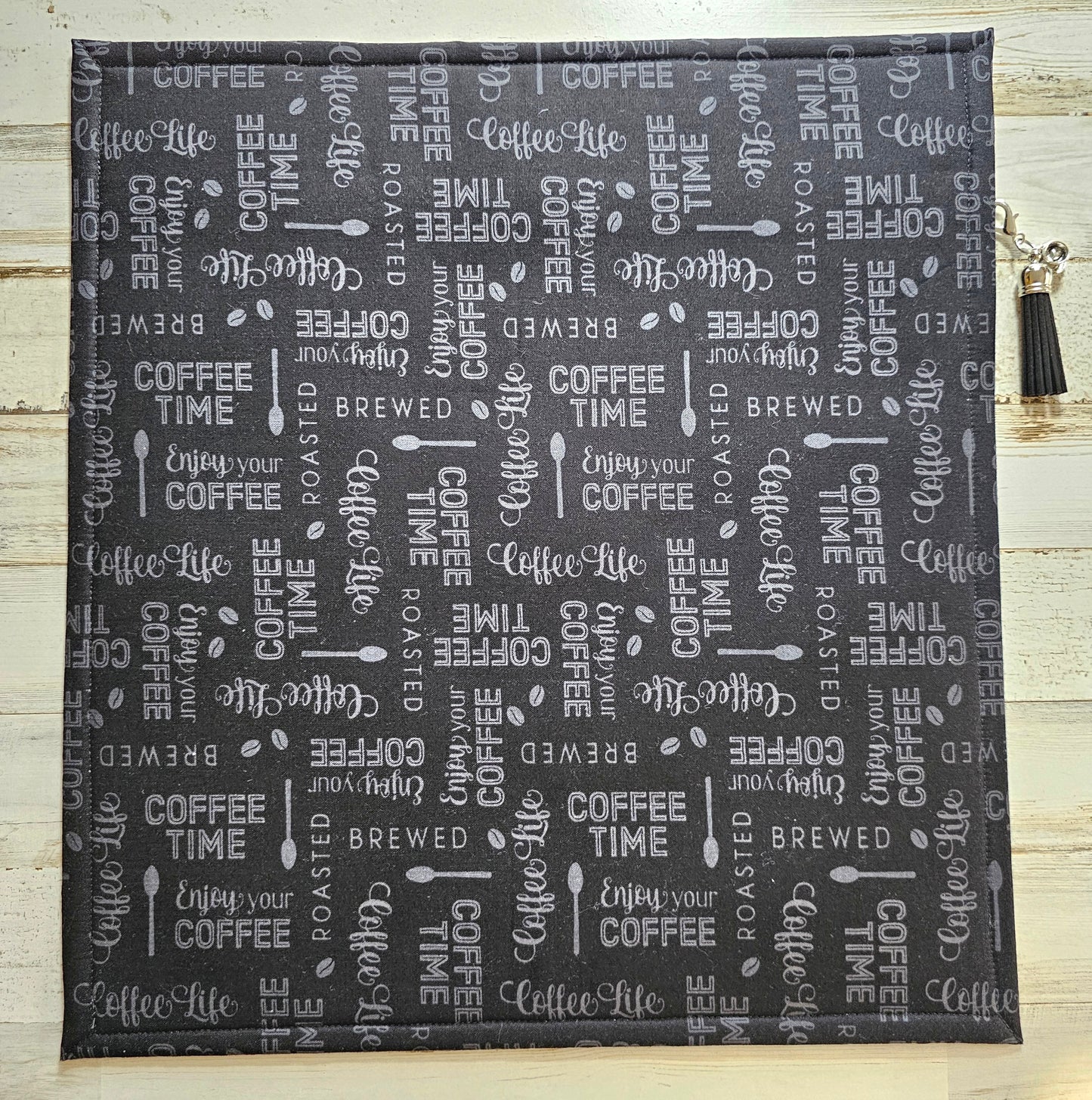 Large Project Bag - 15" x 14" - Vinyl Front - Coffee Cups