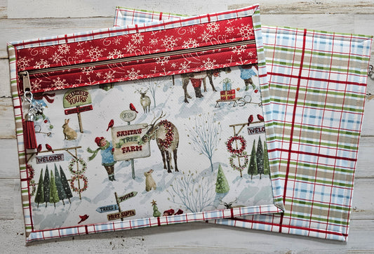 Project Bag 11" x 14" - Vinyl Front - Christmas "Santa's Tree Farm"