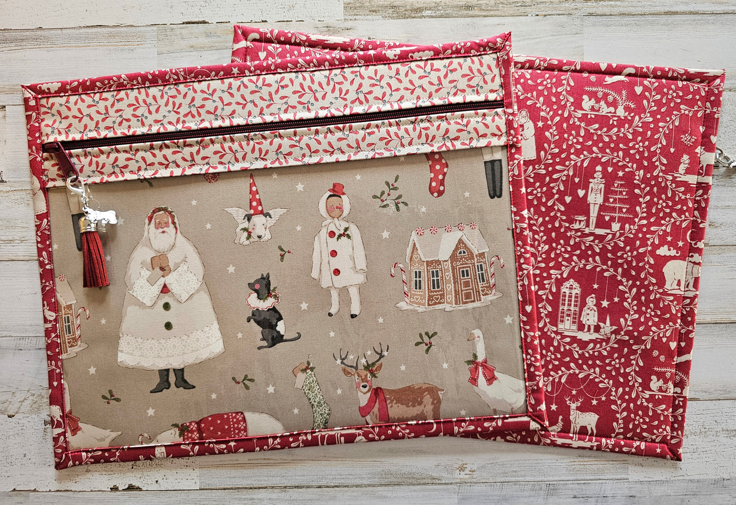 Project Bag 11" x 14" - Vinyl Front - Tilda "Merry Little Christmas" - Discounted