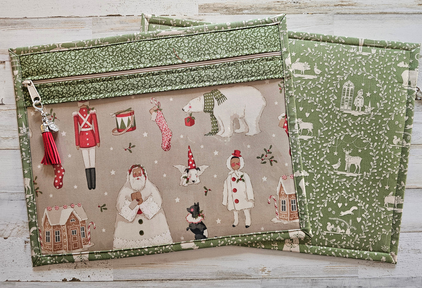 Project Bag 11" x 14" - Vinyl Front - Tilda "Merry Little Christmas" - Discounted