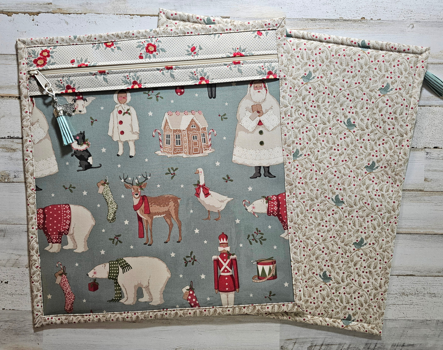 Large Project Bag - 15" x 14" - Vinyl Front - Tilda "Merry Little Christmas"