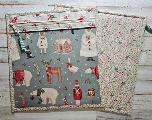 Large Project Bag - 15" x 14" - Vinyl Front - Tilda "Merry Little Christmas"