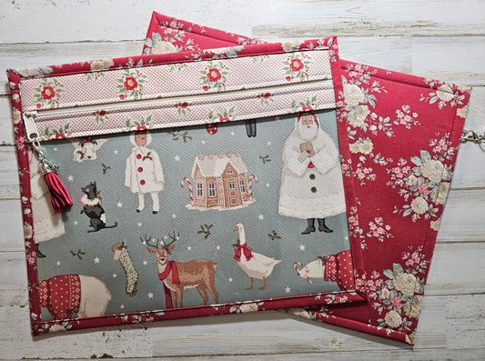 Project Bag 11" x 14" - Vinyl Front - Tilda "Merry Little Christmas"