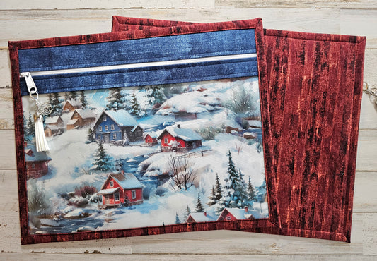Project Bag 11" x 14" - Vinyl Front - Winter Scene