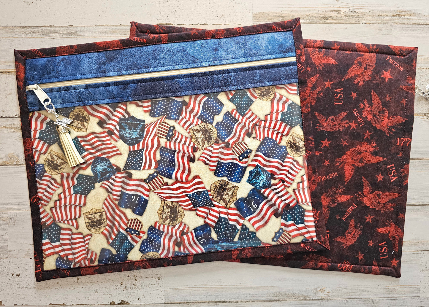 Project Bag 11" x 14" - Vinyl Front - Patriotic - 76 - 250 Years - Discounted