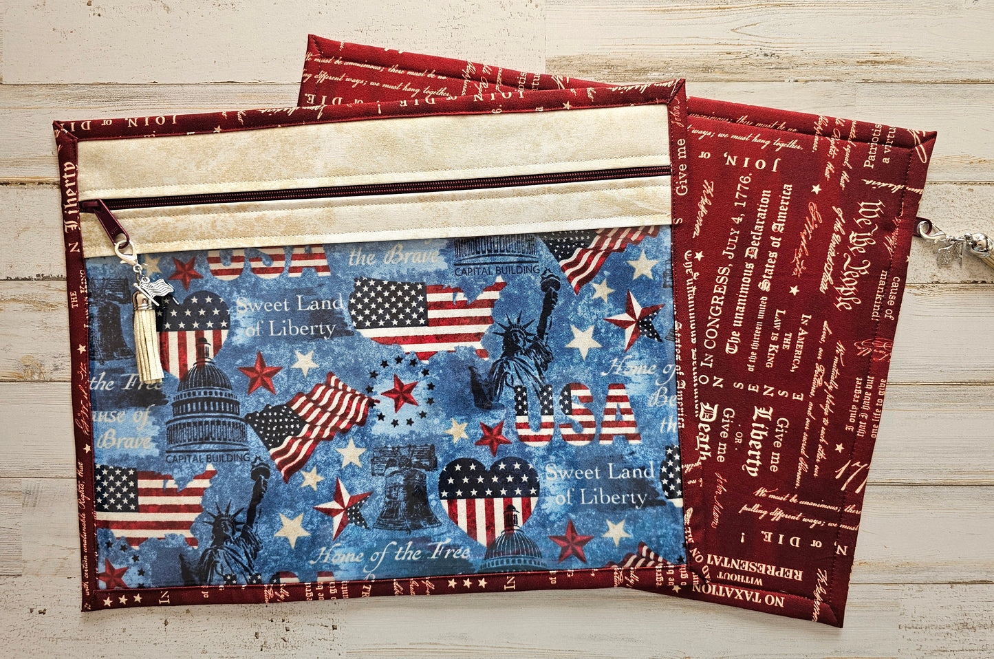 Project Bag 11" x 14" - Vinyl Front - Patriotic -  Wording