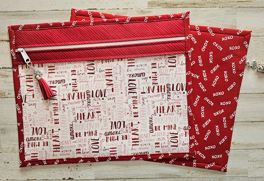 Project Bag 11" x 14" - Vinyl Front - Valentine - Red and White