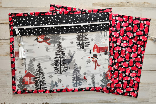 Project Bag 11" x 14" - Vinyl Front - Winter Scene
