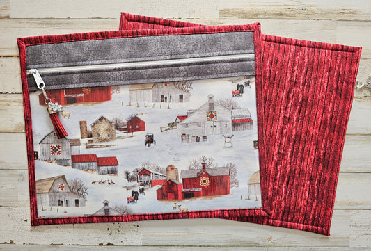 Project Bag 11" x 14" - Vinyl Front - Winter Scene