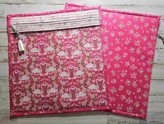 Large Project Bag - 15" x 14" - Vinyl Front - Swans