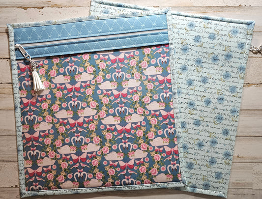 Large Project Bag - 15" x 14" - Vinyl Front - Swans