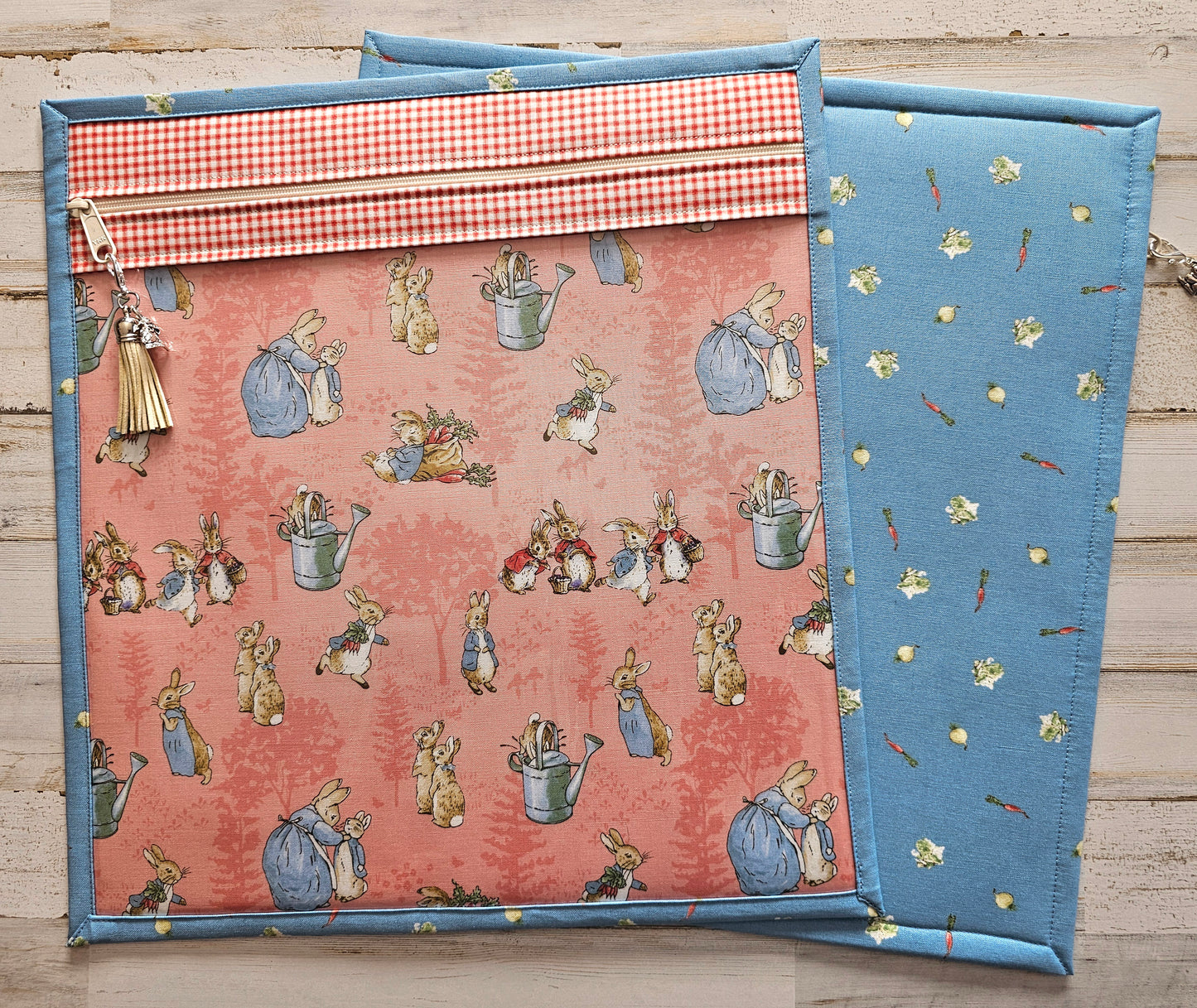 Large Project Bag - 15" x 14" - Vinyl Front - Bunnies