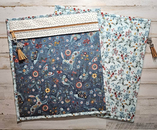 Large Project Bag - 15" x 14" - Vinyl Front - Trees and Flowers