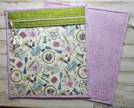 Large Project Bag - 15" x 14" - Vinyl Front - Stitching