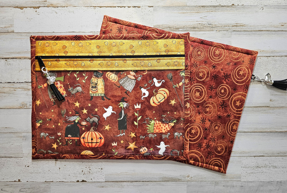 Project Bag 11" x 14" - Vinyl Front - Teresa Kogut "Spooky" Fabric