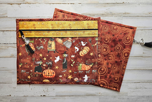 Project Bag 11" x 14" - Vinyl Front - Teresa Kogut "Spooky" Fabric