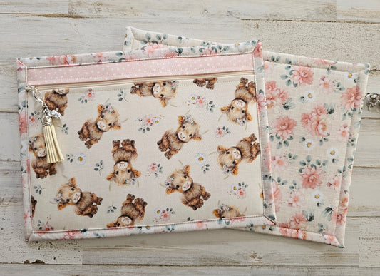 All Cloth Notions Bag - 8" X 11" - Cows