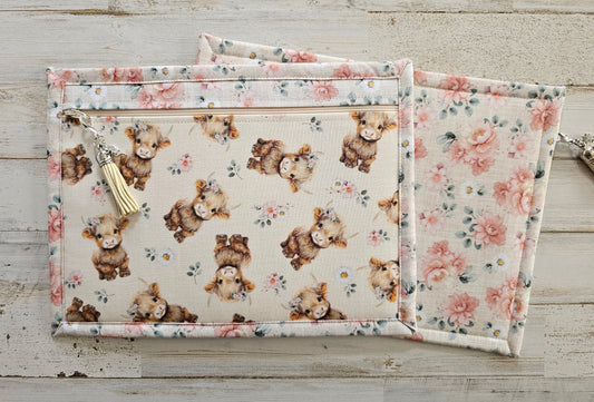 All Cloth Notions Bag - 8" X 11" - Cows