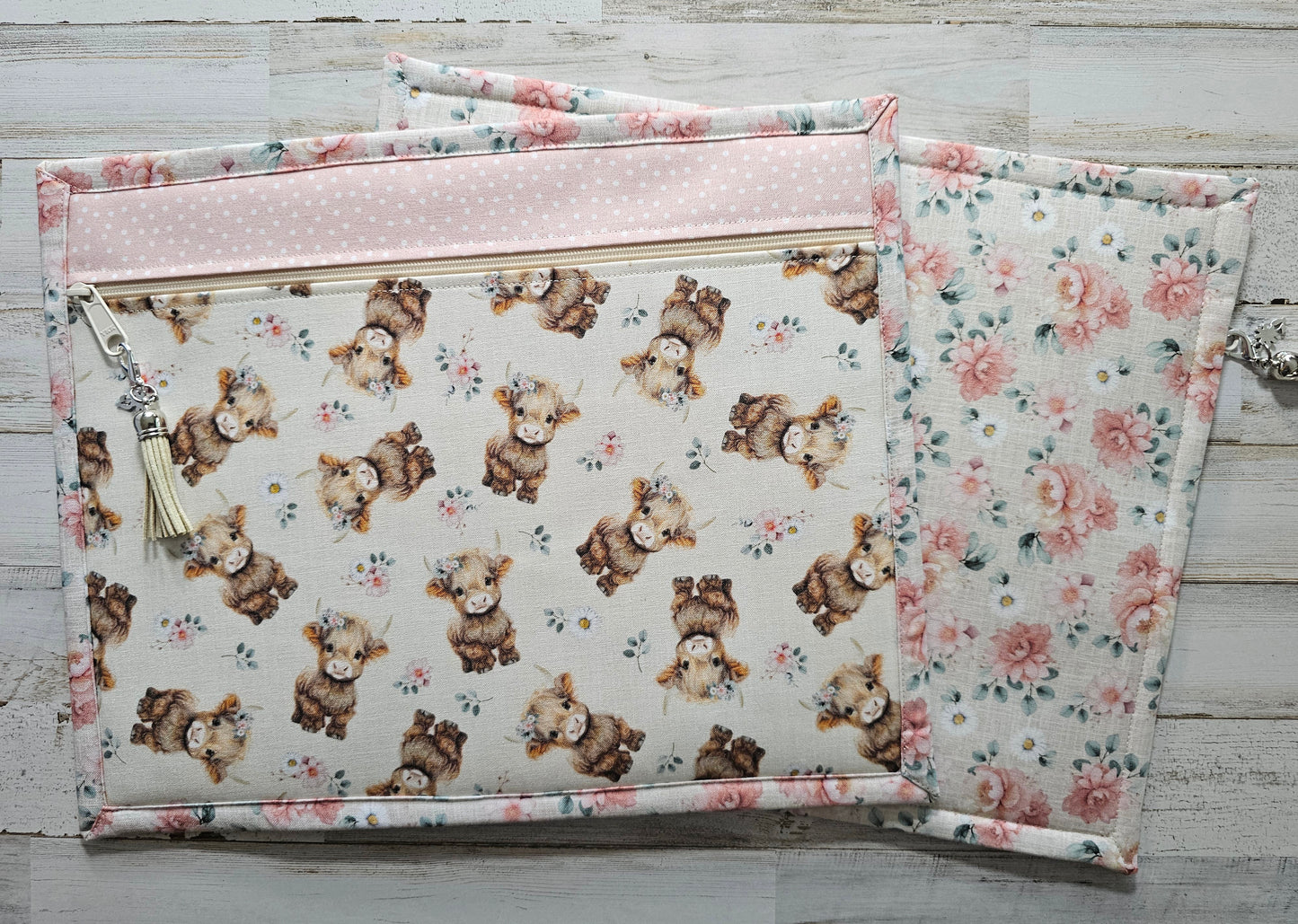 All Cloth Project Bag - 11" x 14" - Cows