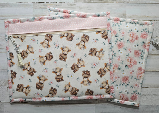 All Cloth Project Bag - 11" x 14" - Cows