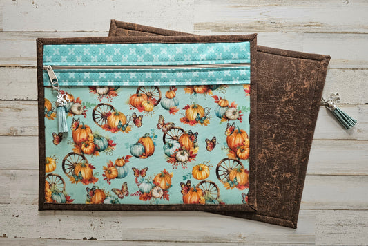 Project Bag 11" x 14" - Vinyl Front - "Fall Pumpkins"