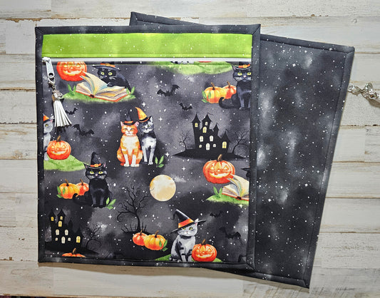 Large All Cloth Project Bag - 15" x 14" - Halloween Cats